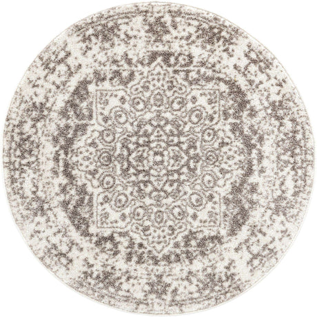 White 3' 1 x 3' 1 Richmond Round Area Rug Vintage Distressed Look Traditional Design Carpet for Unique Home Interior Design for Sale at Rug Engine