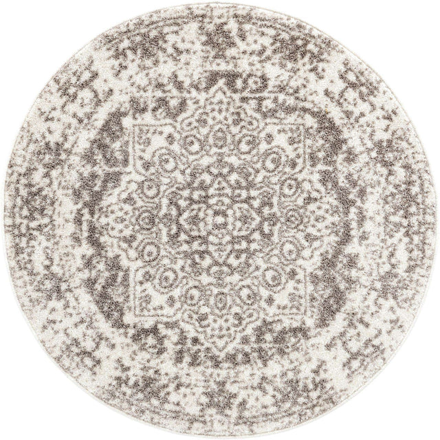 White 3' 1 x 3' 1 Richmond Round Area Rug Vintage Distressed Look Traditional Design Carpet for Unique Home Interior Design for Sale at Rug Engine