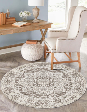 White 12' x 12' Richmond Round Area Rug Vintage Distressed Look Traditional Design Carpet for Unique Home Interior Design for Sale at Rug Engine