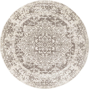 White 5' 3 x 5' 3 Richmond Round Area Rug Vintage Distressed Look Traditional Design Carpet for Unique Home Interior Design for Sale at Rug Engine