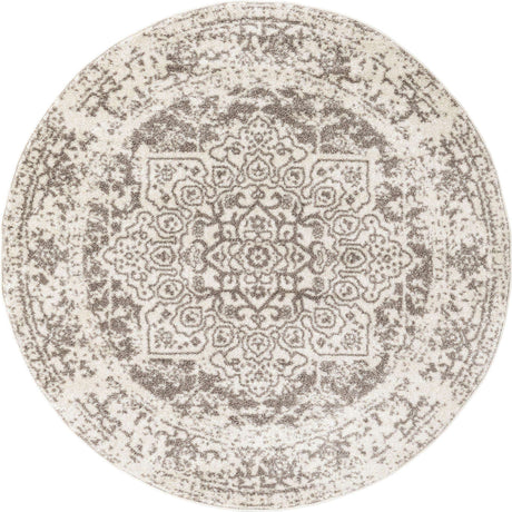 White 5' 3 x 5' 3 Richmond Round Area Rug Vintage Distressed Look Traditional Design Carpet for Unique Home Interior Design for Sale at Rug Engine