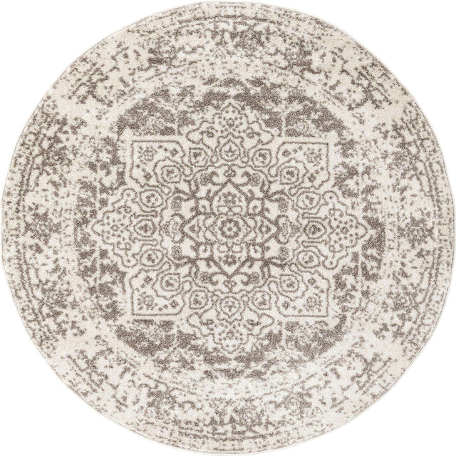 White 5' 3 x 5' 3 Richmond Round Area Rug Vintage Distressed Look Traditional Design Carpet for Unique Home Interior Design for Sale at Rug Engine