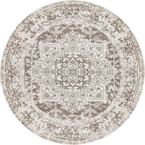 White 7' 10 x 7' 10 Richmond Round Area Rug Vintage Distressed Look Traditional Design Carpet for Unique Home Interior Design for Sale at Rug Engine