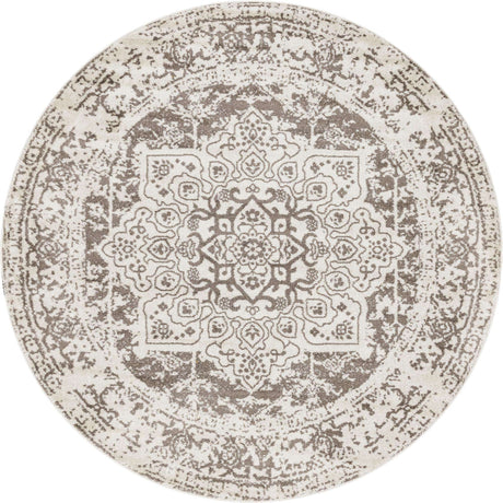 White 7' 10 x 7' 10 Richmond Round Area Rug Vintage Distressed Look Traditional Design Carpet for Unique Home Interior Design for Sale at Rug Engine
