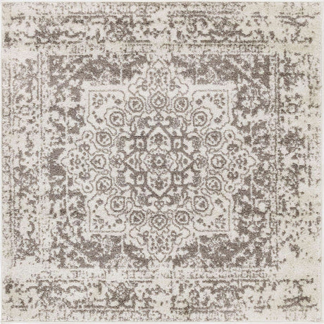 White 4' 1 x 4' 1 Richmond Square Area Rug Vintage Distressed Look Traditional Design Carpet for Unique Home Interior Design for Sale at Rug Engine