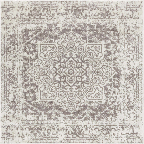 White 5' 3 x 5' 3 Richmond Square Area Rug Vintage Distressed Look Traditional Design Carpet for Unique Home Interior Design for Sale at Rug Engine