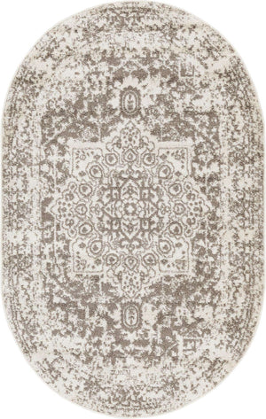 White 3' 1 x 5' 3 Richmond Oval Area Rug Vintage Distressed Look Traditional Design Carpet for Unique Home Interior Design for Sale at Rug Engine