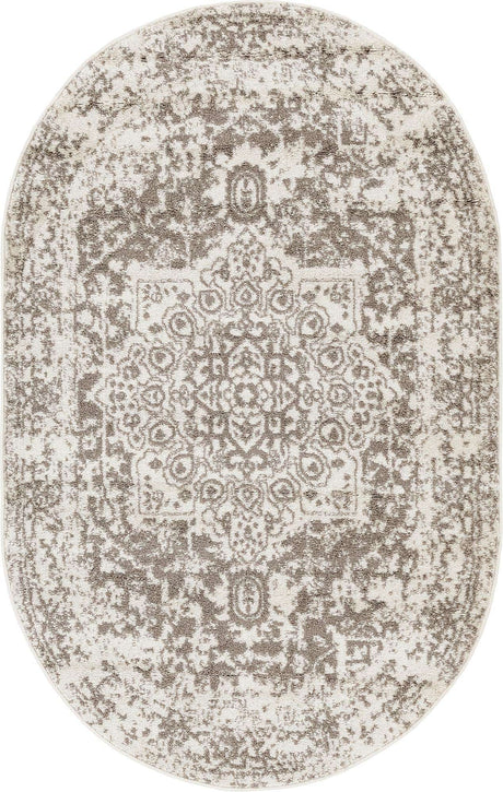 White 3' 1 x 5' 3 Richmond Oval Area Rug Vintage Distressed Look Traditional Design Carpet for Unique Home Interior Design for Sale at Rug Engine