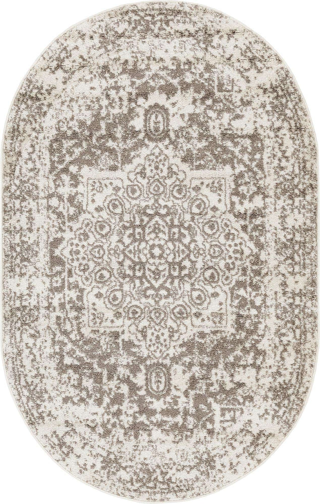 White 3' 1 x 5' 3 Richmond Oval Area Rug Vintage Distressed Look Traditional Design Carpet for Unique Home Interior Design for Sale at Rug Engine