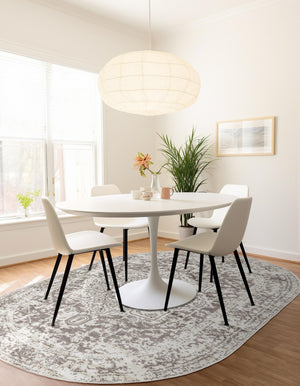 White 3' 1 x 5' 3 Richmond Oval Area Rug Vintage Distressed Look Traditional Design Carpet for Unique Home Interior Design for Sale at Rug Engine