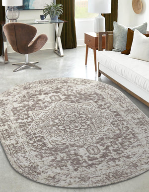 White 5' 3 x 8' Richmond Oval Area Rug Vintage Distressed Look Traditional Design Carpet for Unique Home Interior Design for Sale at Rug Engine