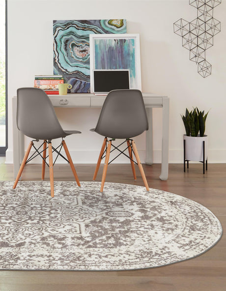White 5' 3 x 8' Richmond Oval Area Rug Vintage Distressed Look Traditional Design Carpet for Unique Home Interior Design for Sale at Rug Engine