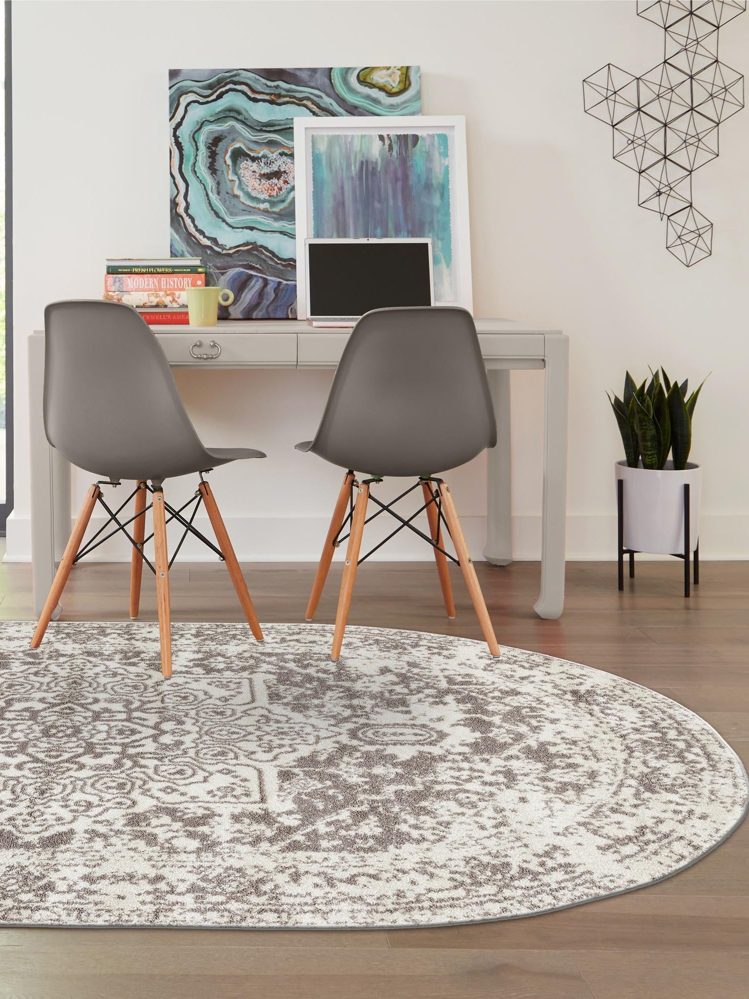 White 3' 1 x 5' 3 Richmond Oval Area Rug Vintage Distressed Look Traditional Design Carpet for Unique Home Interior Design for Sale at Rug Engine