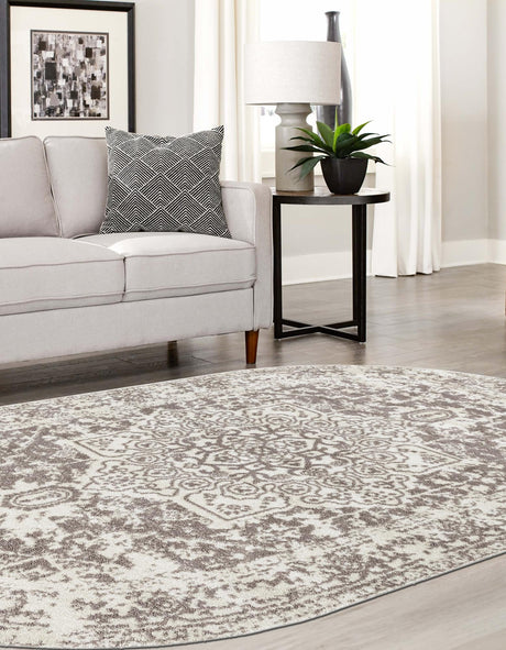 White 5' 3 x 8' Richmond Oval Area Rug Vintage Distressed Look Traditional Design Carpet for Unique Home Interior Design for Sale at Rug Engine