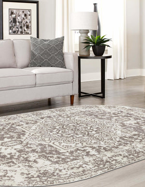 White 3' 1 x 5' 3 Richmond Oval Area Rug Vintage Distressed Look Traditional Design Carpet for Unique Home Interior Design for Sale at Rug Engine