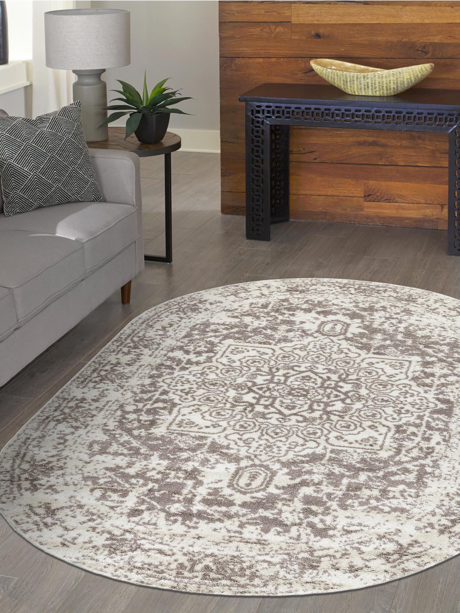 White 3' 1 x 5' 3 Richmond Oval Area Rug Vintage Distressed Look Traditional Design Carpet for Unique Home Interior Design for Sale at Rug Engine