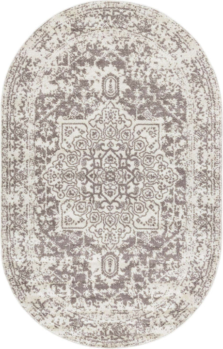 White 5' 3 x 8' Richmond Oval Area Rug Vintage Distressed Look Traditional Design Carpet for Unique Home Interior Design for Sale at Rug Engine