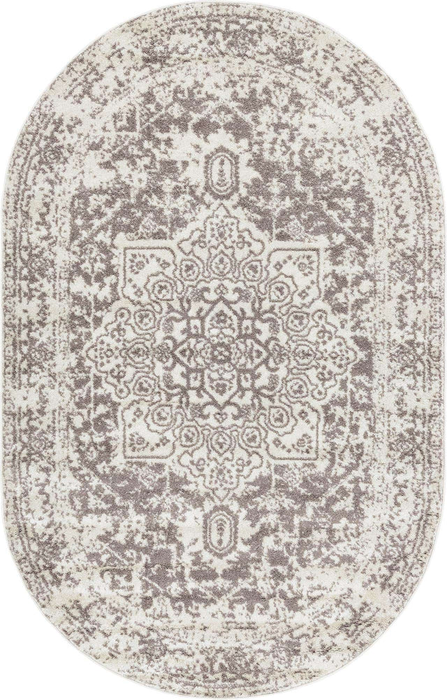 White 5' 3 x 8' Richmond Oval Area Rug Vintage Distressed Look Traditional Design Carpet for Unique Home Interior Design for Sale at Rug Engine