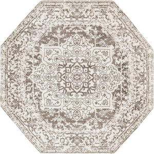 White 7' 10 x 7' 10 Richmond Octagon Area Rug Vintage Distressed Look Traditional Design Carpet for Unique Home Interior Design for Sale at Rug Engine