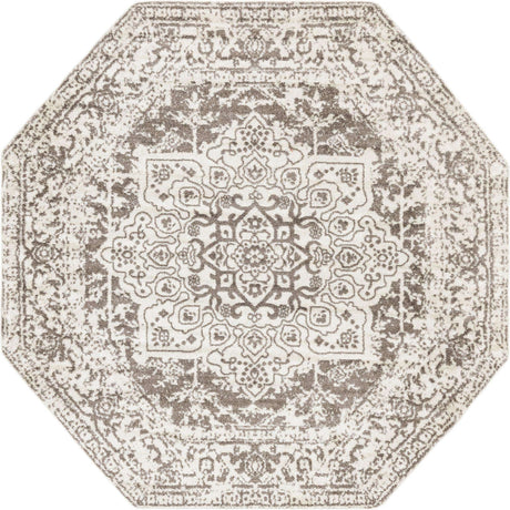 White 7' 10 x 7' 10 Richmond Octagon Area Rug Vintage Distressed Look Traditional Design Carpet for Unique Home Interior Design for Sale at Rug Engine