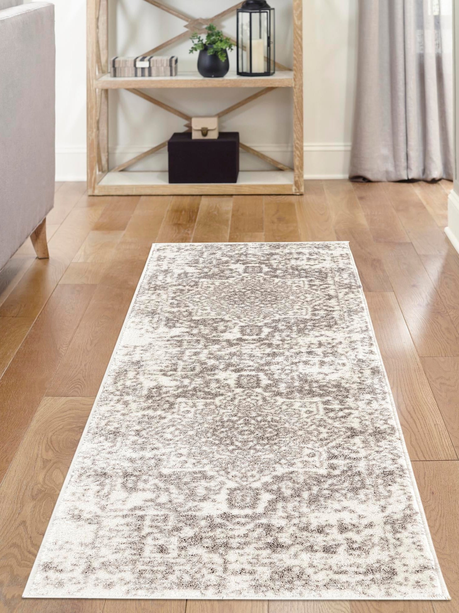 White 2' x 6' 1 Richmond Runner Area Rug Vintage Distressed Look Traditional Design Carpet for Unique Home Interior Design for Sale at Rug Engine