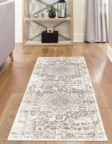 White 2' x 6' 1 Richmond Runner Area Rug Vintage Distressed Look Traditional Design Carpet for Unique Home Interior Design for Sale at Rug Engine