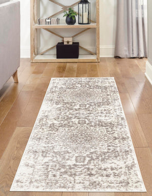 White 2' x 8' Richmond Runner Area Rug Vintage Distressed Look Traditional Design Carpet for Unique Home Interior Design for Sale at Rug Engine