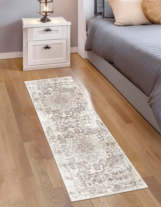 White 2' x 6' 1 Richmond Runner Area Rug Vintage Distressed Look Traditional Design Carpet for Unique Home Interior Design for Sale at Rug Engine