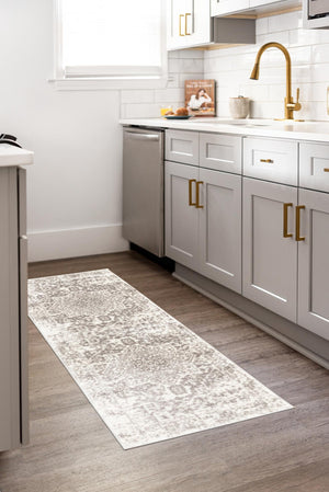 White 2' 7 x 12' Richmond Runner Area Rug Vintage Distressed Look Traditional Design Carpet for Unique Home Interior Design for Sale at Rug Engine