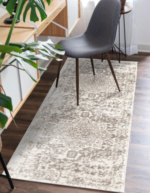 White 2' 7 x 12' Richmond Runner Area Rug Vintage Distressed Look Traditional Design Carpet for Unique Home Interior Design for Sale at Rug Engine