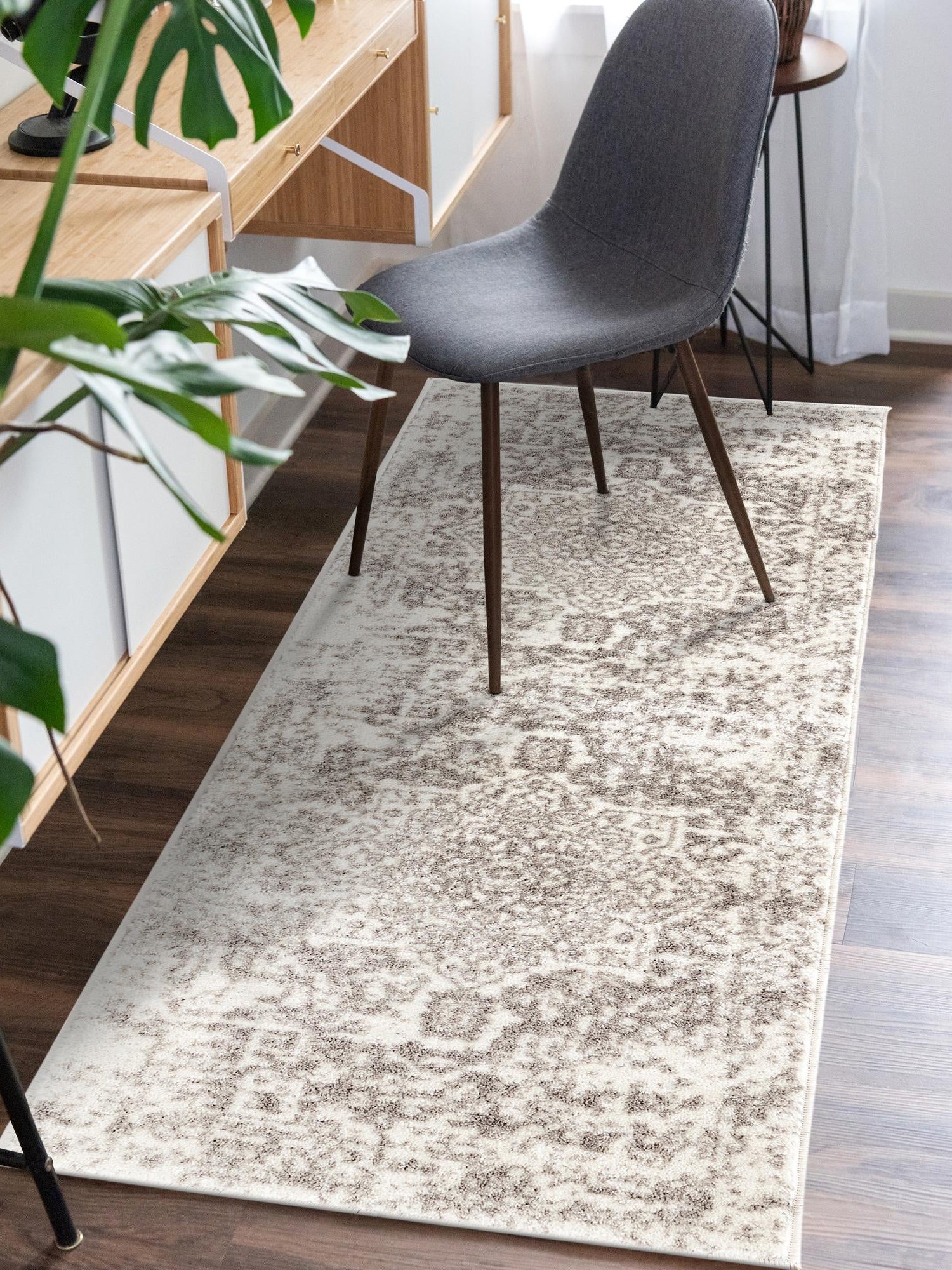 White 2' x 6' 1 Richmond Runner Area Rug Vintage Distressed Look Traditional Design Carpet for Unique Home Interior Design for Sale at Rug Engine