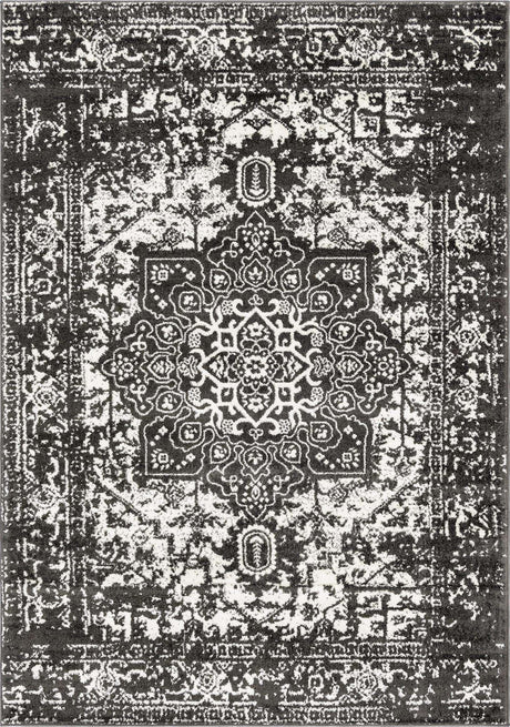 Dark Gray 7' 1 x 10' Richmond Rectangle Area Rug Vintage Distressed Look Traditional Design Carpet for Unique Home Interior Design for Sale at Rug Engine