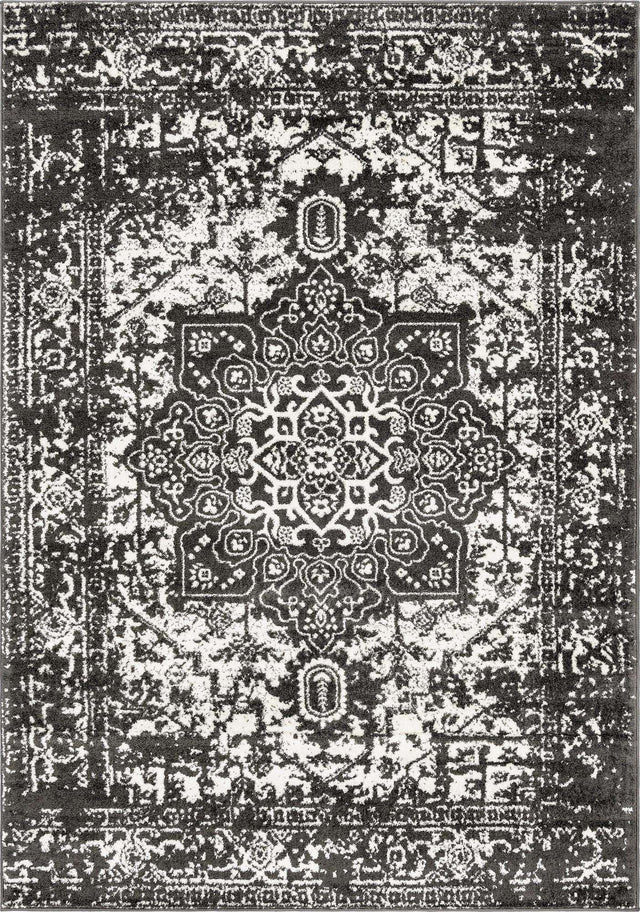 Dark Gray 7' 1 x 10' Richmond Rectangle Area Rug Vintage Distressed Look Traditional Design Carpet for Unique Home Interior Design for Sale at Rug Engine