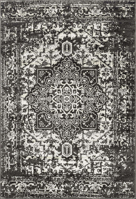 Dark Gray 6' 1 x 9' Richmond Rectangle Area Rug Vintage Distressed Look Traditional Design Carpet for Unique Home Interior Design for Sale at Rug Engine