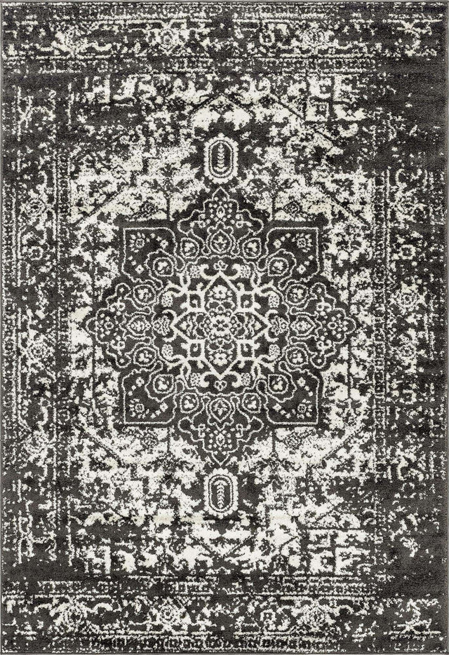 Dark Gray 6' 1 x 9' Richmond Rectangle Area Rug Vintage Distressed Look Traditional Design Carpet for Unique Home Interior Design for Sale at Rug Engine