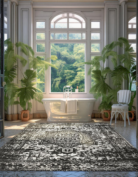 Dark Gray 2' x 3' 1 Richmond Rectangle Area Rug Vintage Distressed Look Traditional Design Carpet for Unique Home Interior Design for Sale at Rug Engine