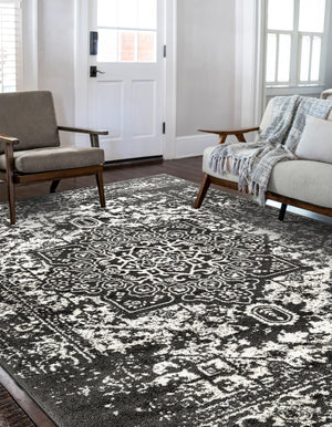 Dark Gray 2' x 3' 1 Richmond Rectangle Area Rug Vintage Distressed Look Traditional Design Carpet for Unique Home Interior Design for Sale at Rug Engine