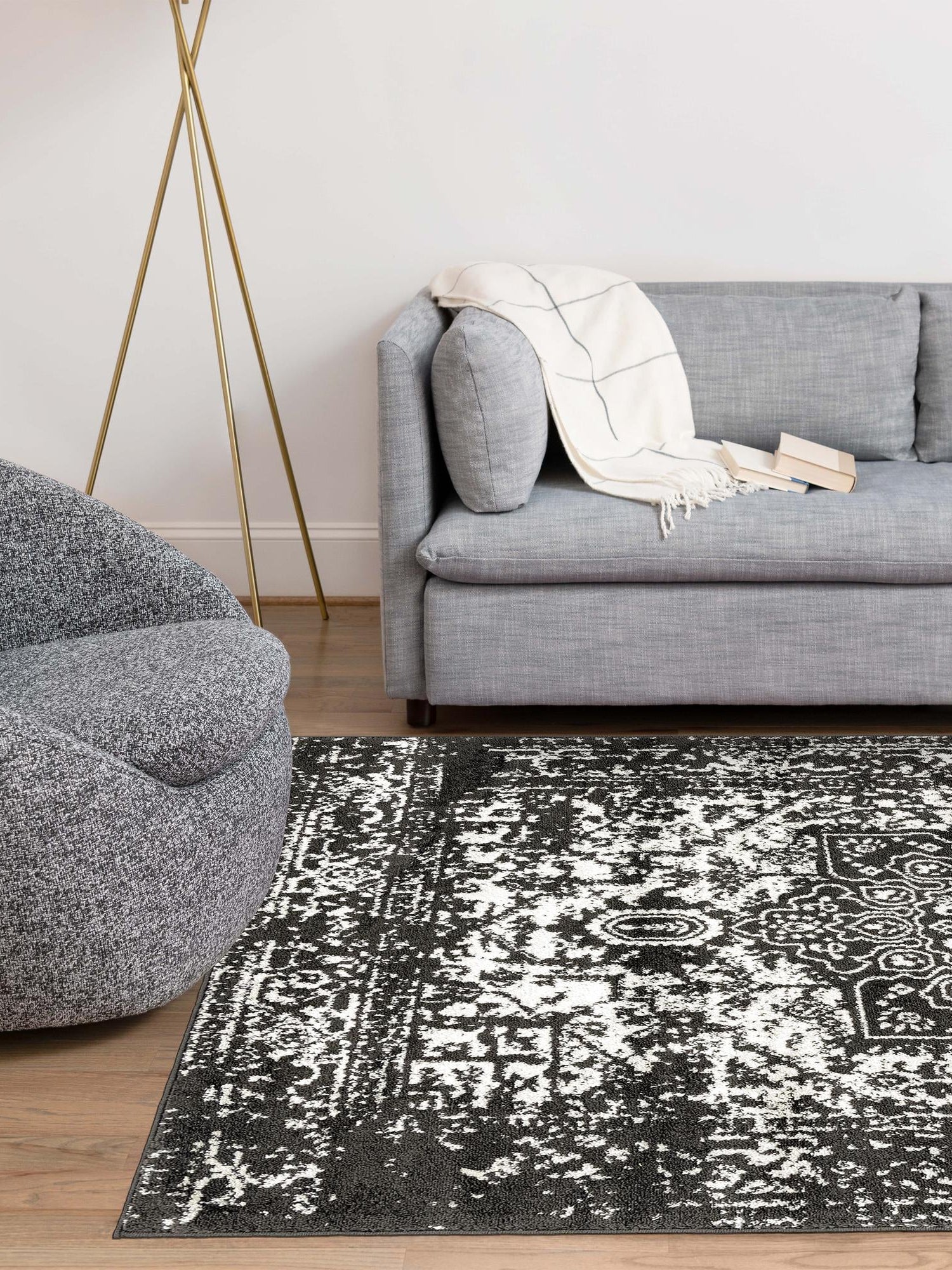 Dark Gray 5' 3 x 8' Richmond Rectangle Area Rug Vintage Distressed Look Traditional Design Carpet for Unique Home Interior Design for Sale at Rug Engine