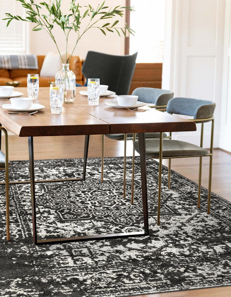 Dark Gray 7' 10 x 10' Richmond Rectangle Area Rug Vintage Distressed Look Traditional Design Carpet for Unique Home Interior Design for Sale at Rug Engine