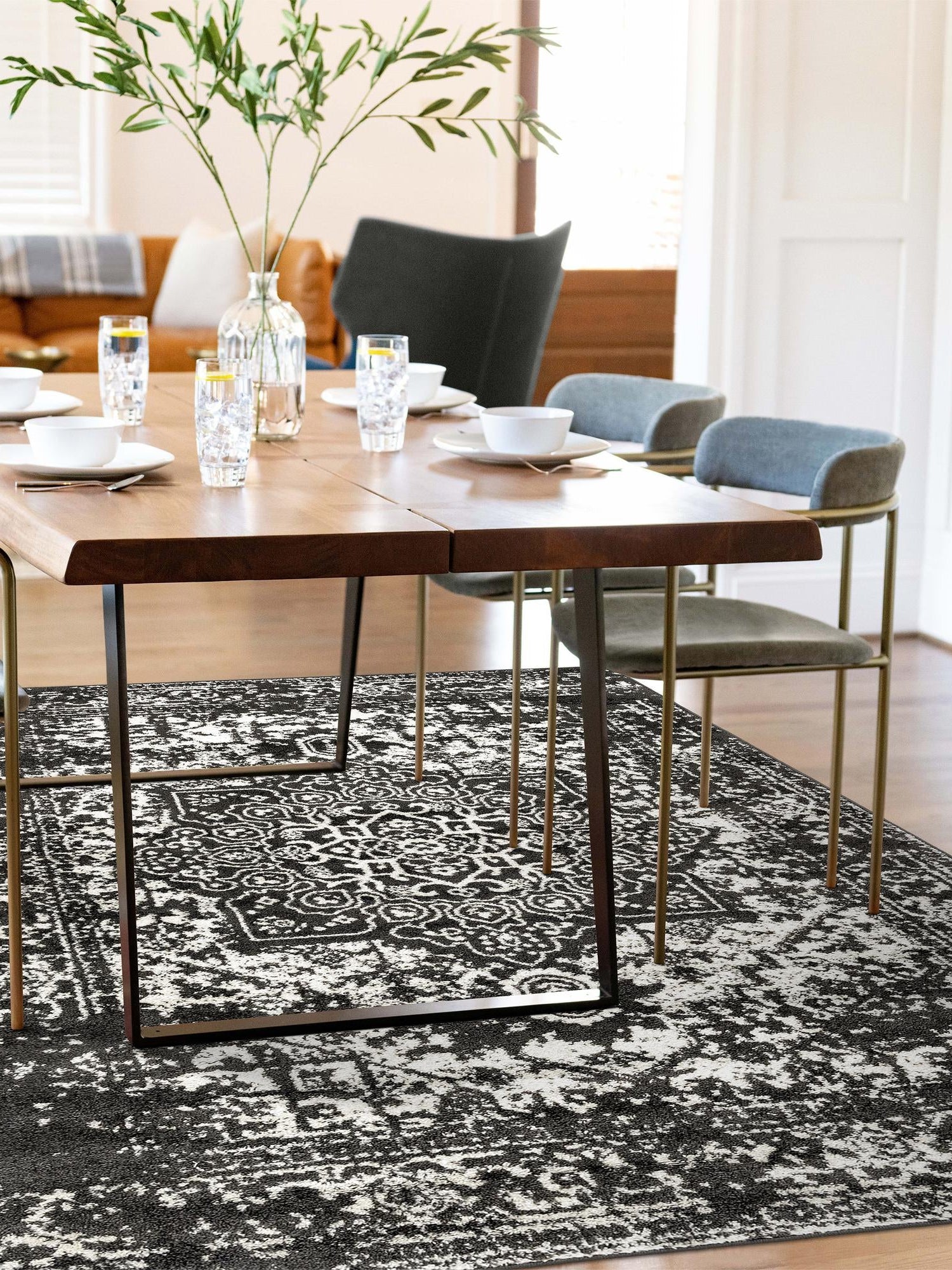 Dark Gray 9' x 12' Richmond Rectangle Area Rug Vintage Distressed Look Traditional Design Carpet for Unique Home Interior Design for Sale at Rug Engine