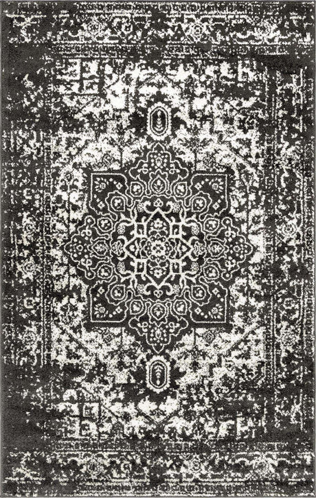 Dark Gray 5' 3 x 8' Richmond Rectangle Area Rug Vintage Distressed Look Traditional Design Carpet for Unique Home Interior Design for Sale at Rug Engine