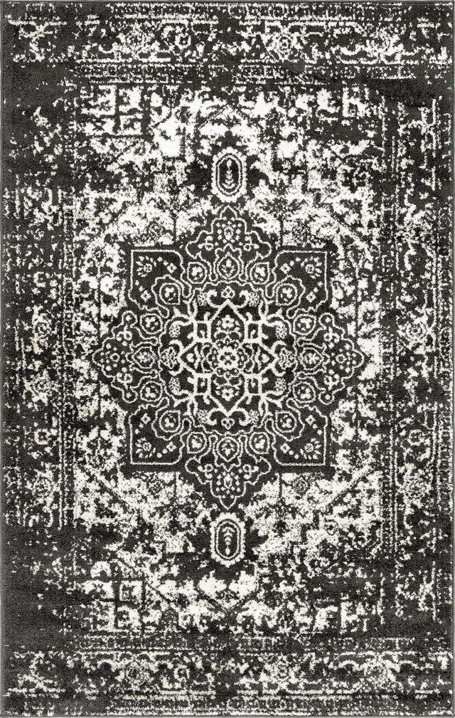 Dark Gray 5' 3 x 8' Richmond Rectangle Area Rug Vintage Distressed Look Traditional Design Carpet for Unique Home Interior Design for Sale at Rug Engine