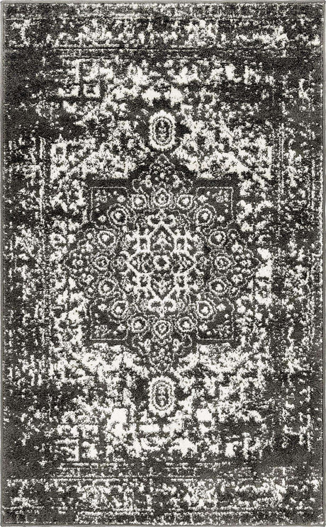 Dark Gray 3' 1 x 5' 3 Richmond Rectangle Area Rug Vintage Distressed Look Traditional Design Carpet for Unique Home Interior Design for Sale at Rug Engine