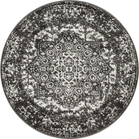 Dark Gray 3' 1 x 3' 1 Richmond Round Area Rug Vintage Distressed Look Traditional Design Carpet for Unique Home Interior Design for Sale at Rug Engine