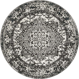 Dark Gray 5' 3 x 5' 3 Richmond Round Area Rug Vintage Distressed Look Traditional Design Carpet for Unique Home Interior Design for Sale at Rug Engine