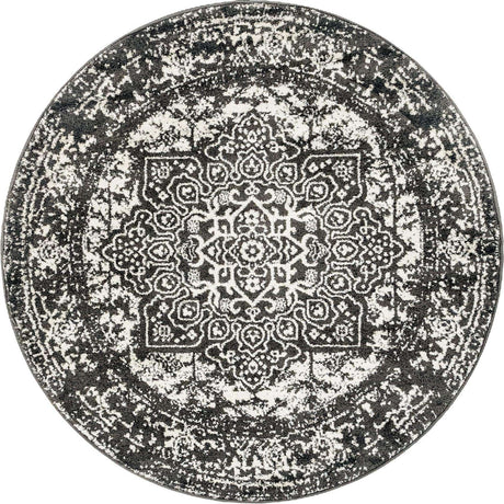 Dark Gray 5' 3 x 5' 3 Richmond Round Area Rug Vintage Distressed Look Traditional Design Carpet for Unique Home Interior Design for Sale at Rug Engine