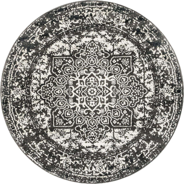 Dark Gray 5' 3 x 5' 3 Richmond Round Area Rug Vintage Distressed Look Traditional Design Carpet for Unique Home Interior Design for Sale at Rug Engine