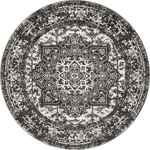 Dark Gray 7' 10 x 7' 10 Richmond Round Area Rug Vintage Distressed Look Traditional Design Carpet for Unique Home Interior Design for Sale at Rug Engine