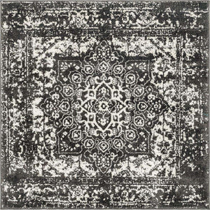 Dark Gray 4' 1 x 4' 1 Richmond Square Area Rug Vintage Distressed Look Traditional Design Carpet for Unique Home Interior Design for Sale at Rug Engine