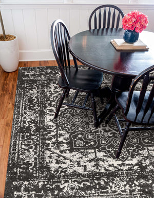 Dark Gray 5' 3 x 5' 3 Richmond Square Area Rug Vintage Distressed Look Traditional Design Carpet for Unique Home Interior Design for Sale at Rug Engine